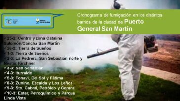 Continúa el cronograma de fumigación en los barrios de la ciudad