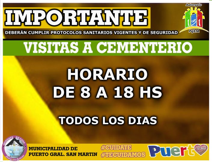Nuevo horario para visitas al cementerio local. Foto: MPGSM
