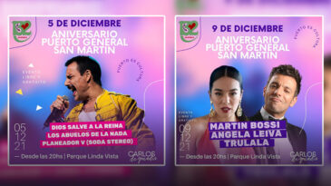 Artistas de nivel internacional actuarán gratis en Puerto General San Martín