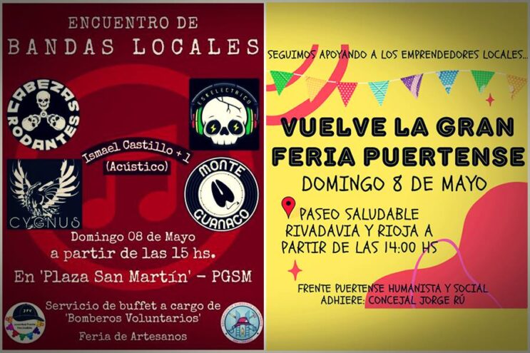 Se viene un domingo de ferias y espectáculos musicales en Puerto General San Martín