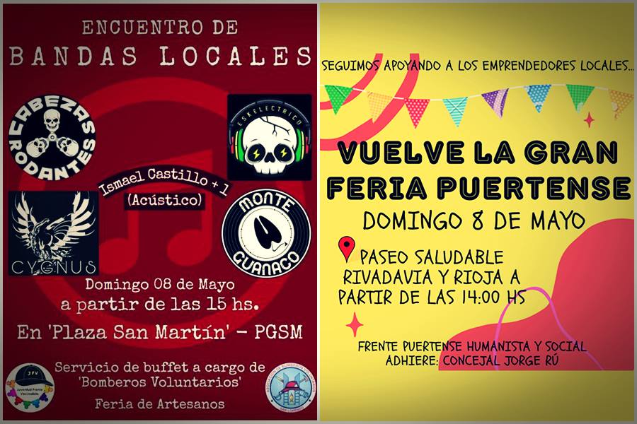 Se viene un domingo de ferias y espectáculos musicales en Puerto General San Martín