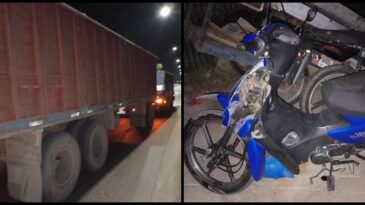 Dos menores de edad en moto colisionaron contra un camión y fueron derivados a hospitales de la zona