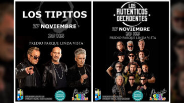 Los Tipitos y Los Auténticos Decadentes se presentan este domingo en Puerto General San Martín