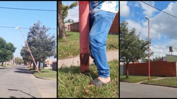 Un vecino mostró el estado deplorable de las columnas de alumbrado público de su barrio